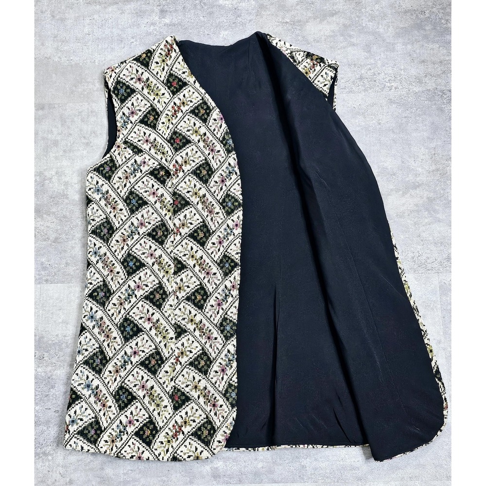 Vintage 1960s Tapestry Vest, Needlepoint Vest, Floral - Picture 4 of 6